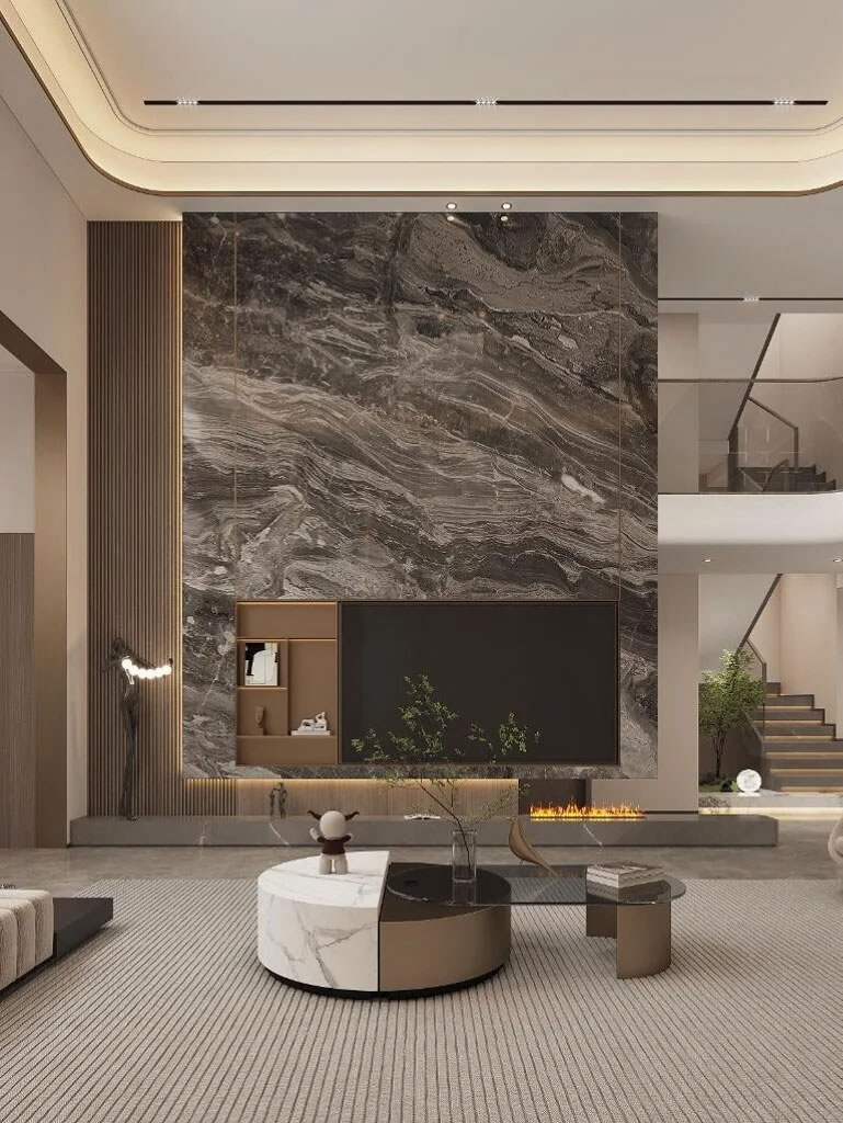 Luxury stone backsplash idea