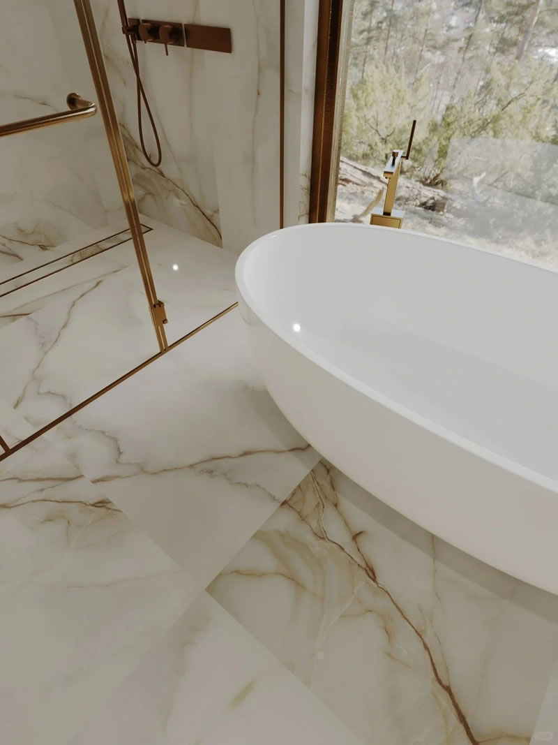 Polished Marble Tiles for Bathroom