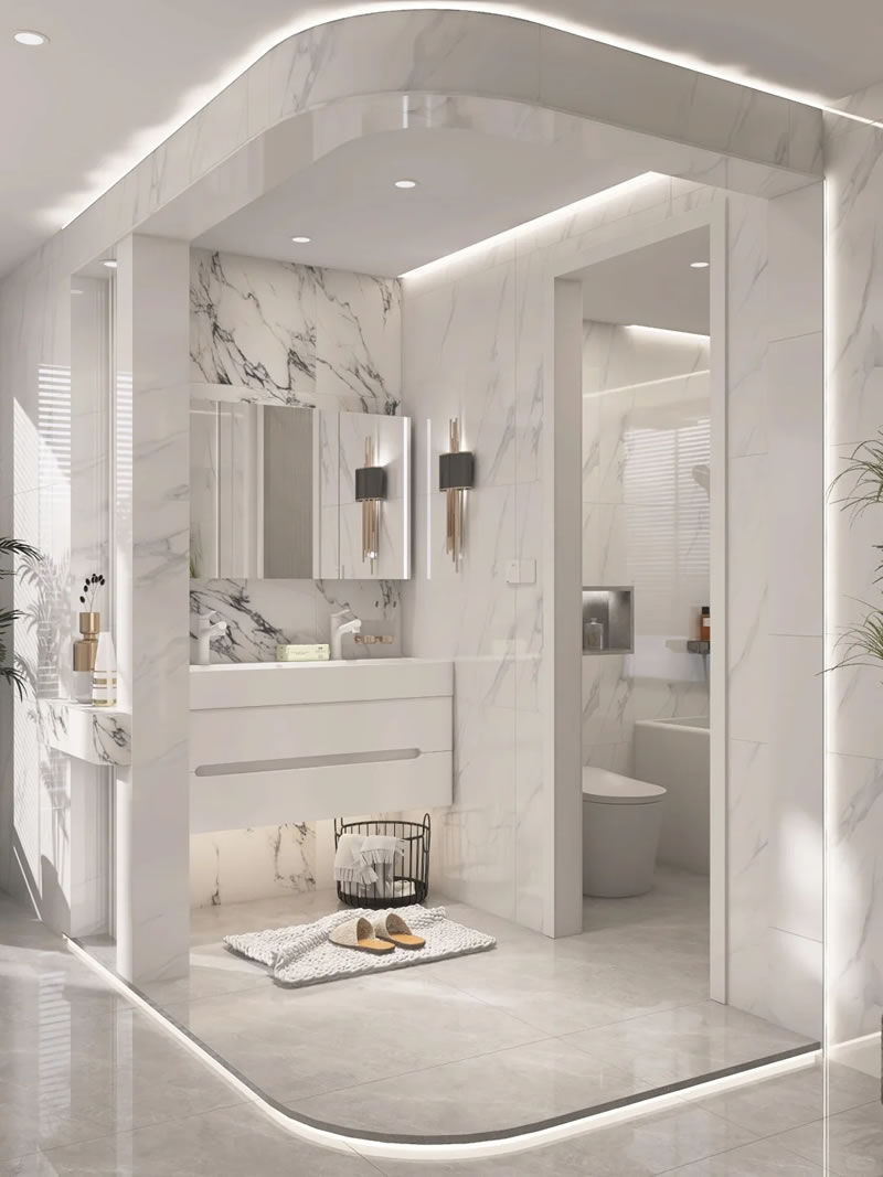 Polished Marble Tiles for Bathroom