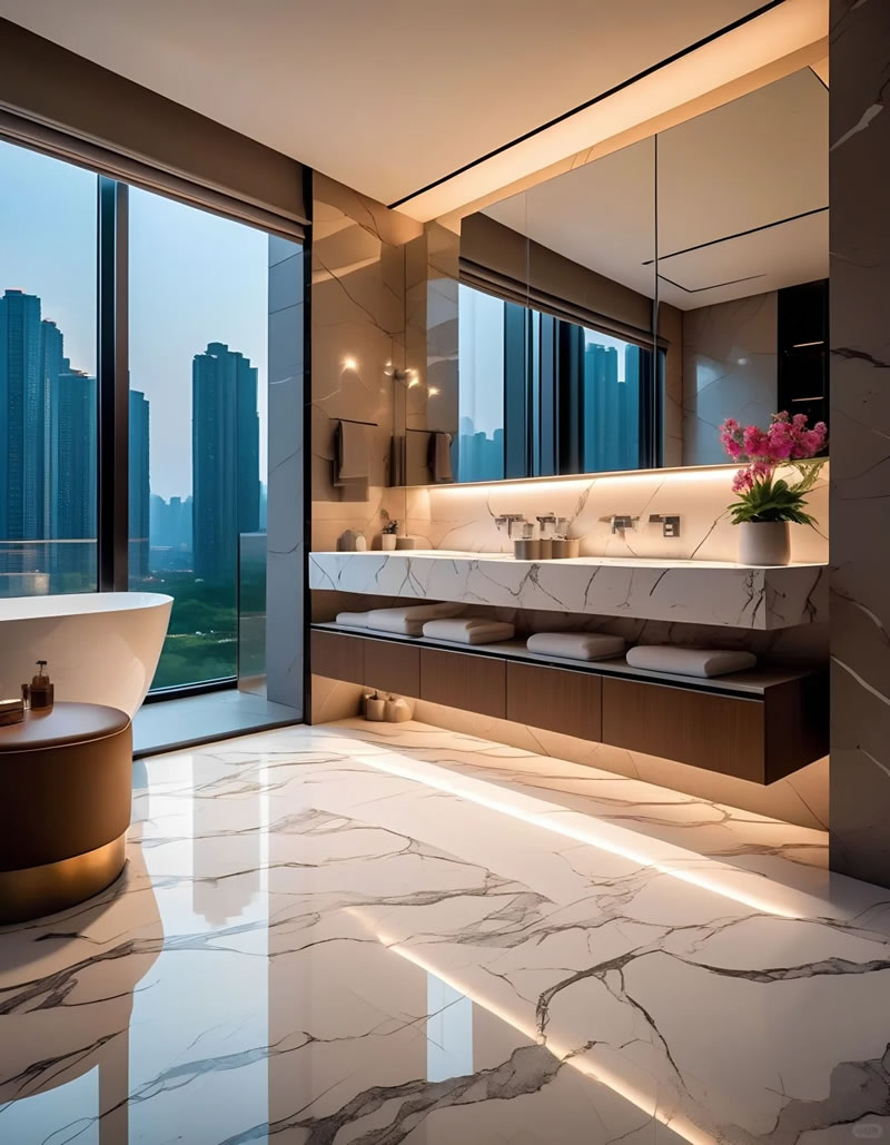 Polished Marble Tiles for Bathroom