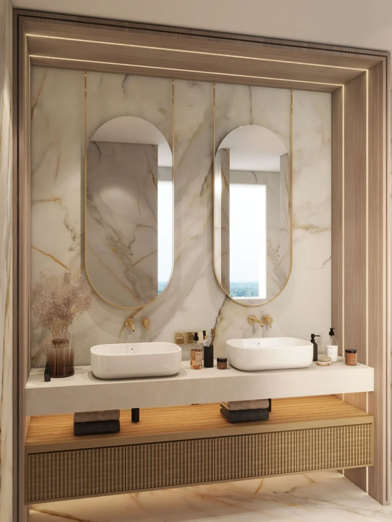 Polished Marble Tiles for Bathroom