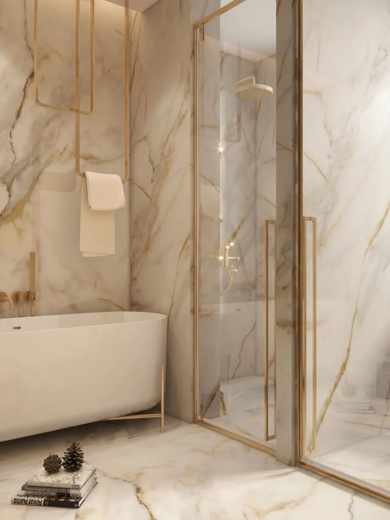 Polished Marble Tiles for Bathroom