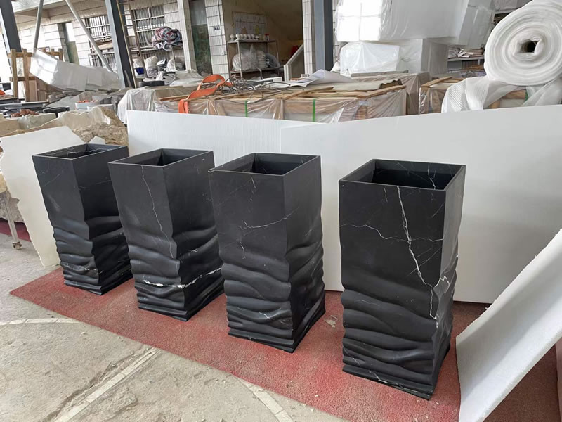 Black marble pedestal Nero Marqiua Standing Wash Basin