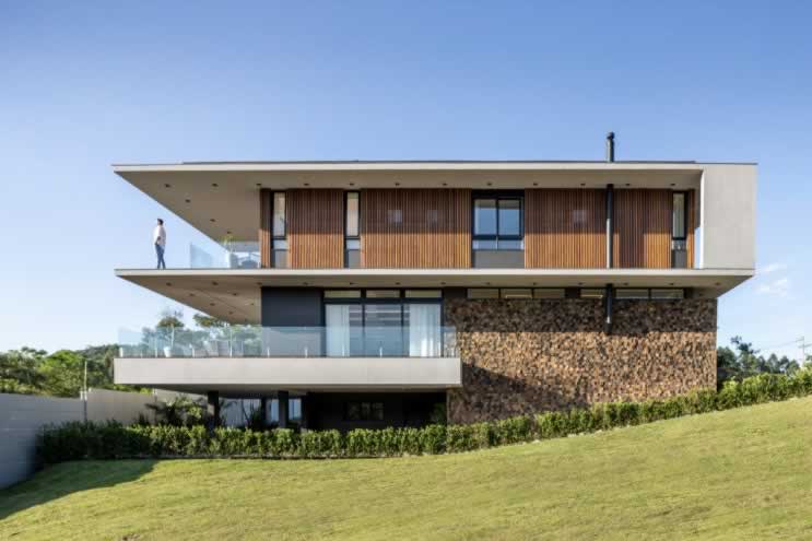 modern mansion stone facade