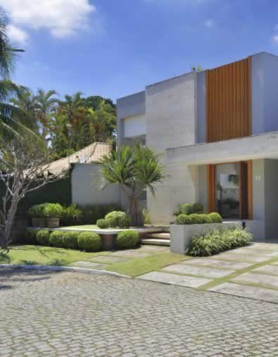 modern mansion stone facade