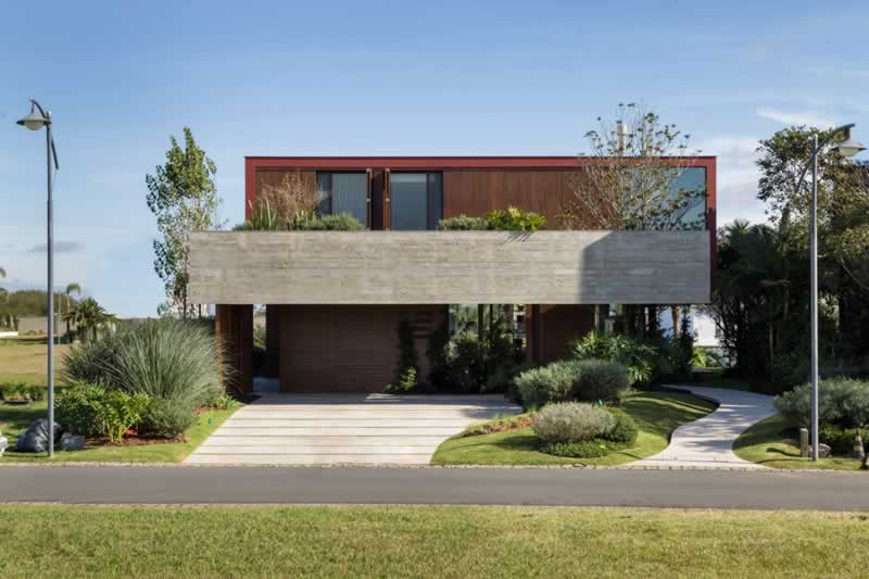 modern mansion stone facade
