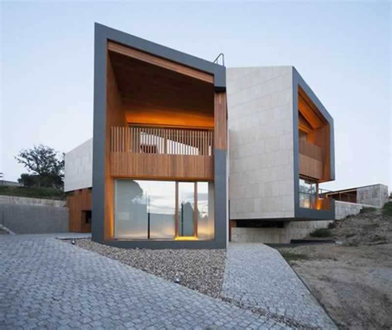modern mansion stone facade