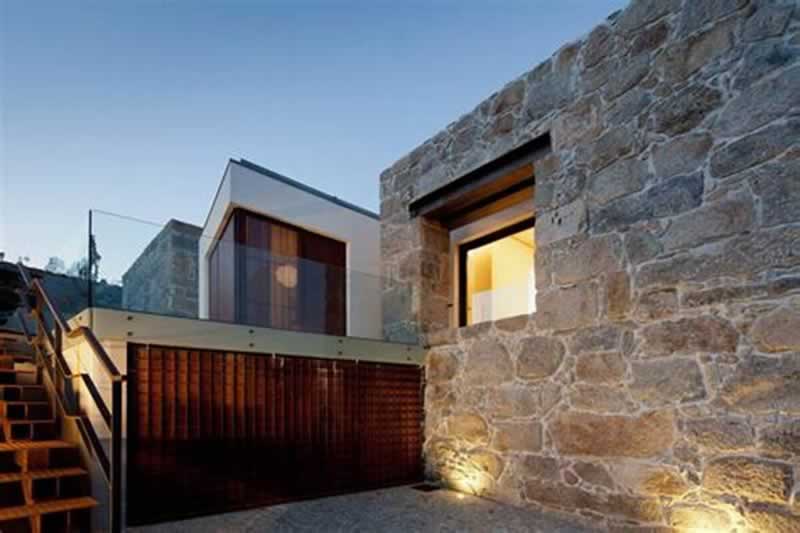 modern mansion stone facade