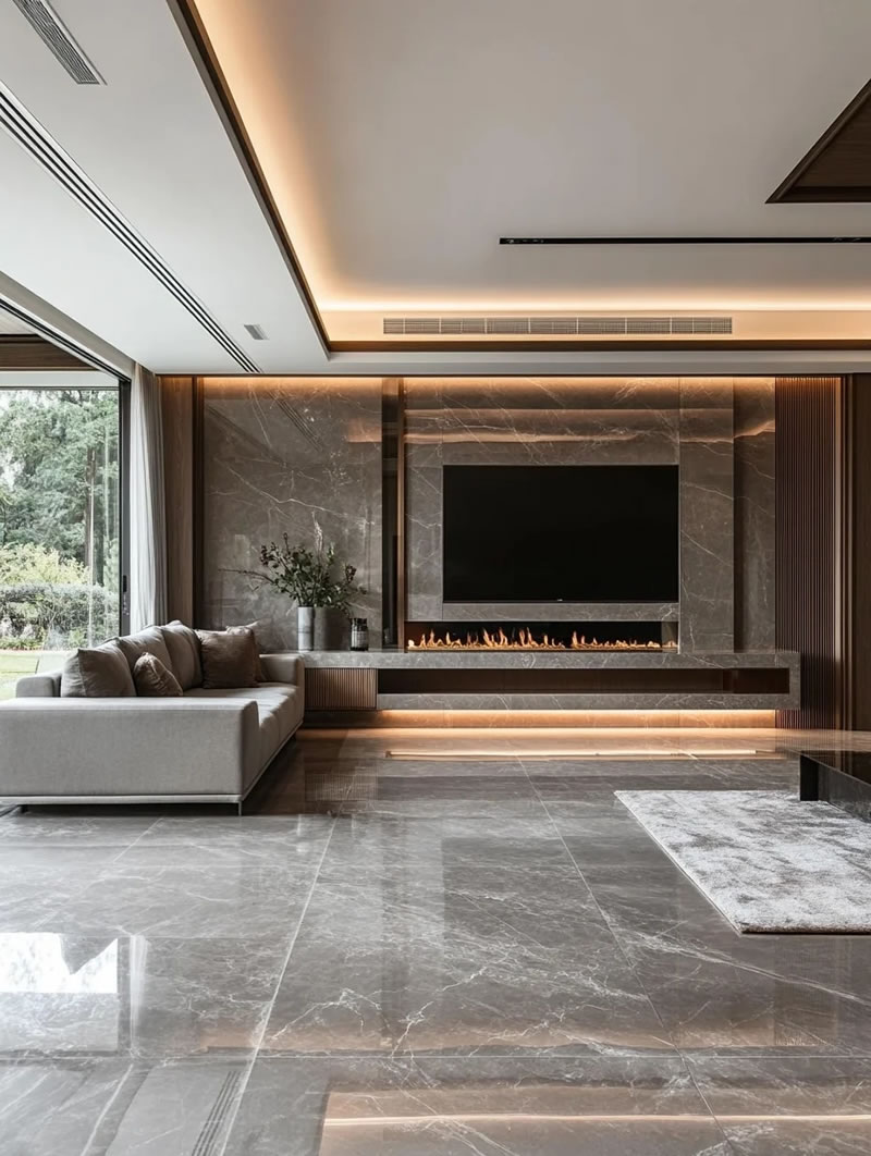 Luxury Living Room Design with Stone