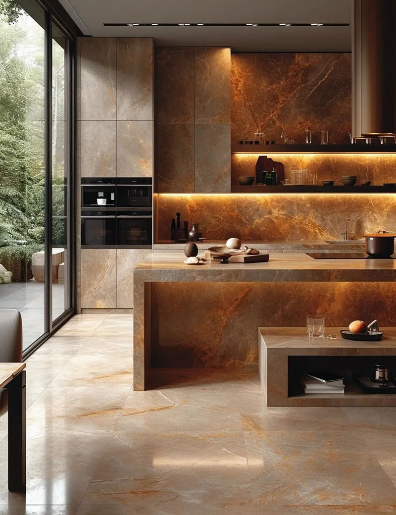 Luxury Living Room Design with Stone