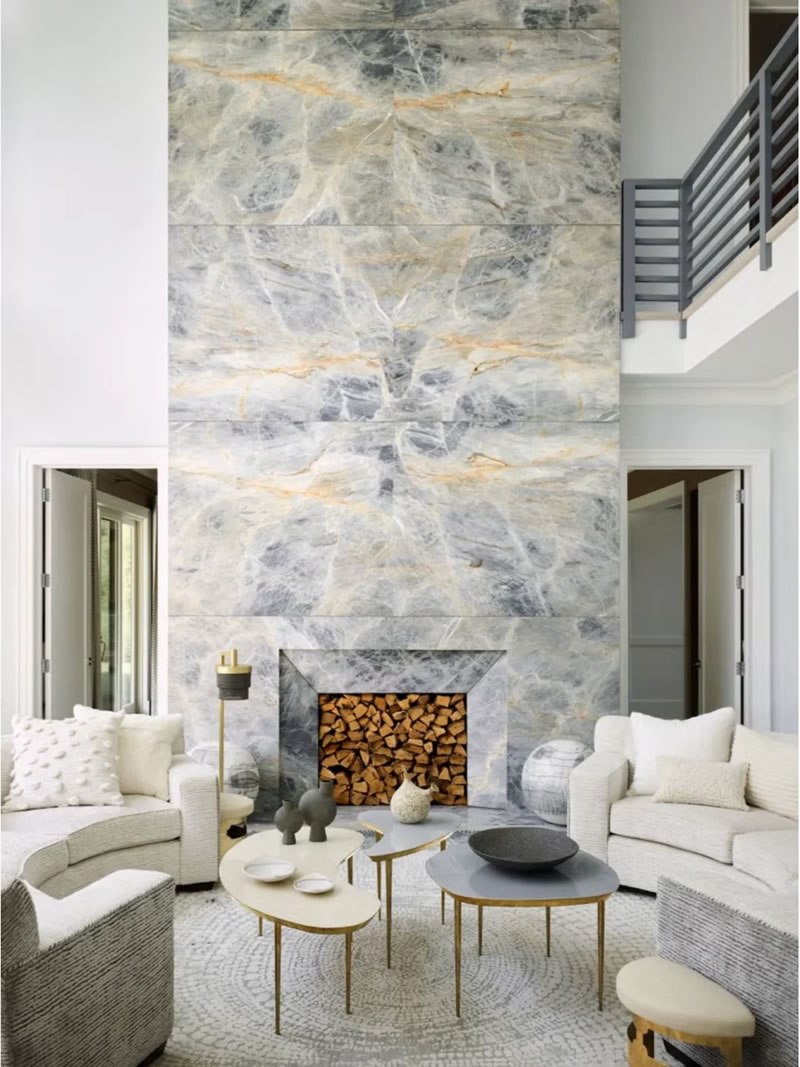Luxury Living Room Design with Stone