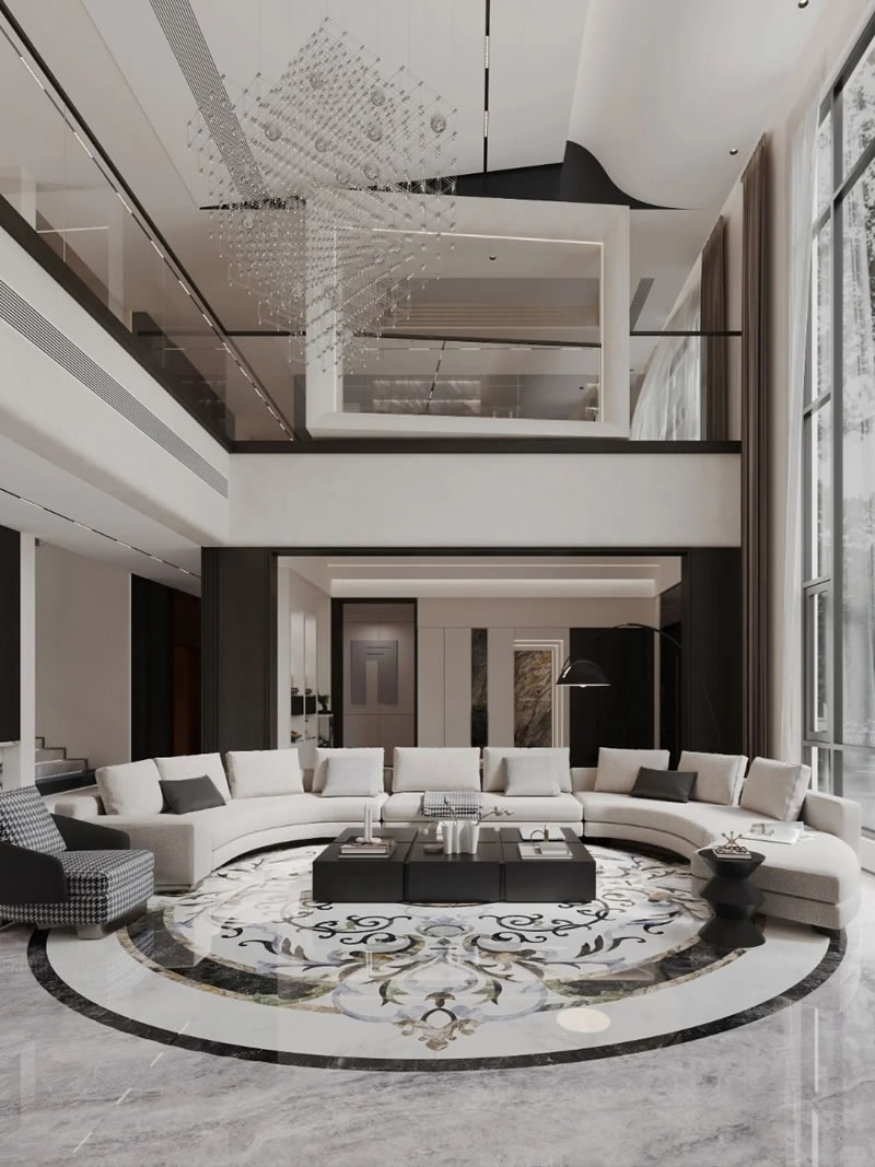 Luxury Living Room Design with Stone