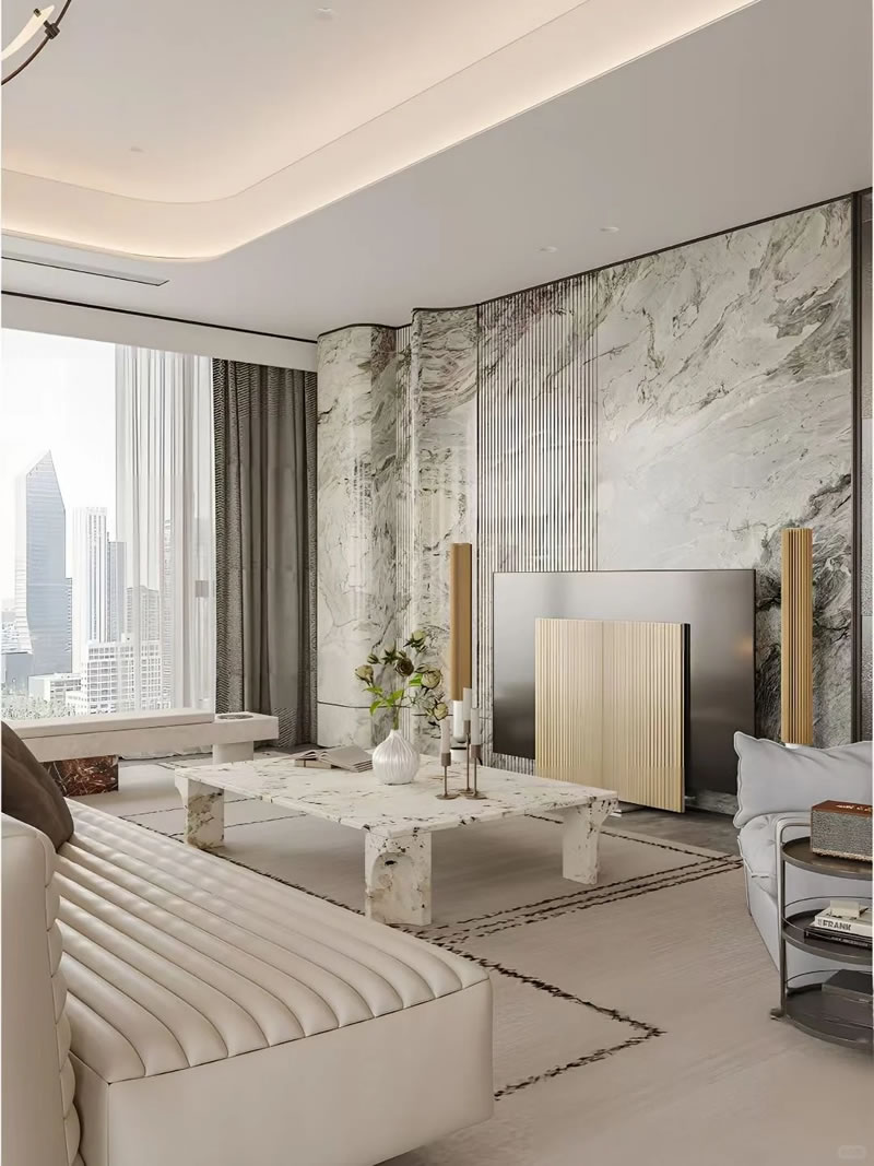 Luxury Living Room Design with Stone