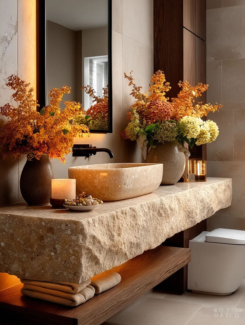 Luxury stone bathroom design