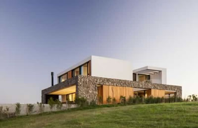 Modern mansion stone facade