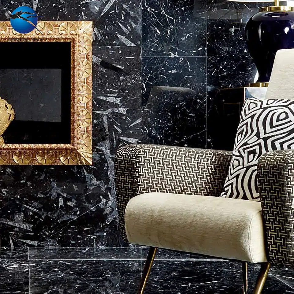 Black Fossil Marble Wall Cladding