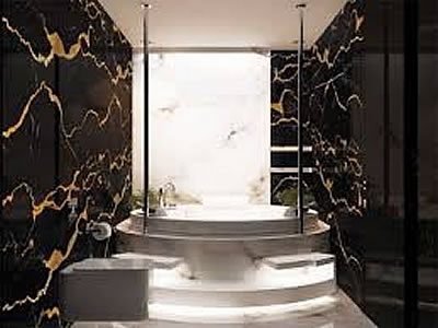Italy Portopo Golden Marble Bathroom