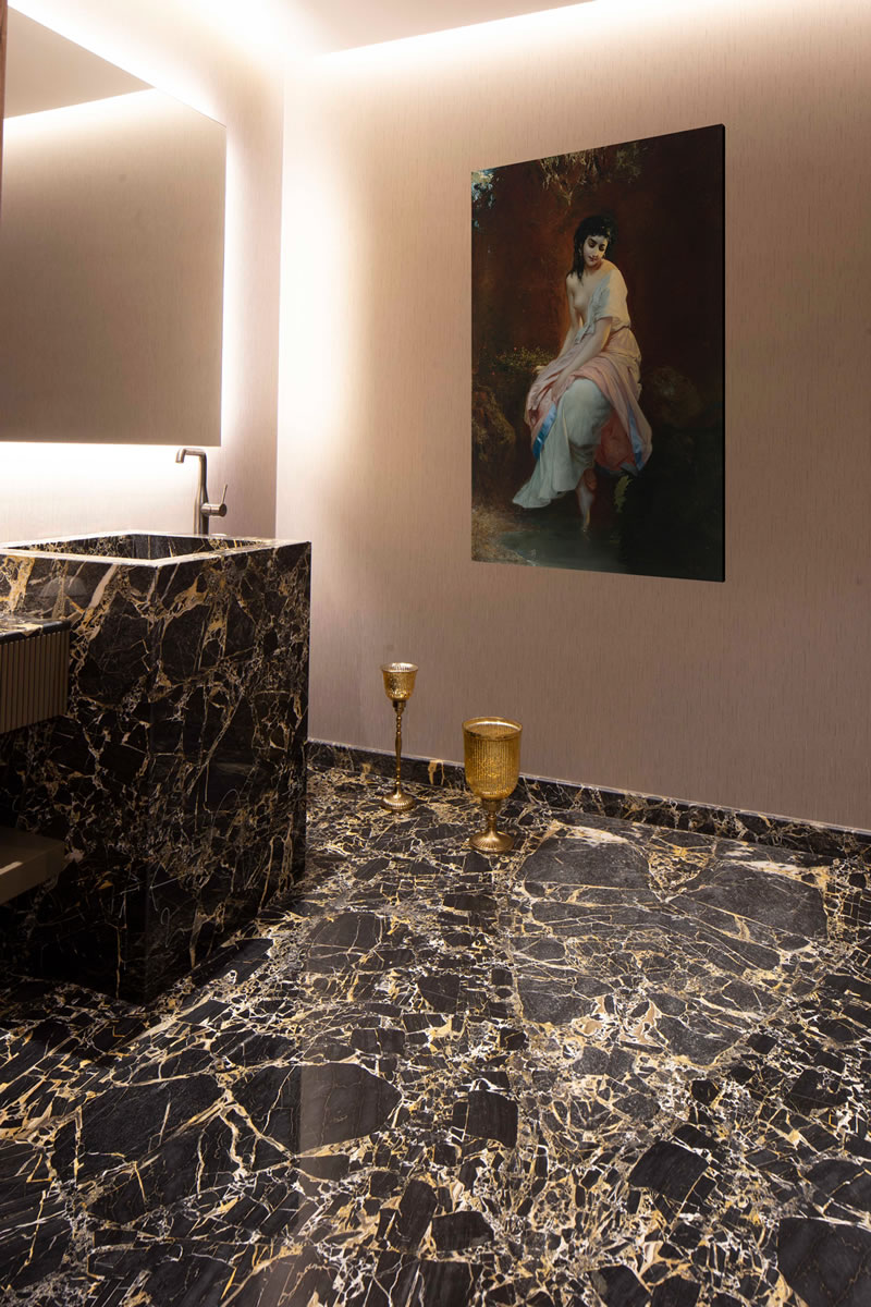 Italy Portopo Golden Marble Bathroom